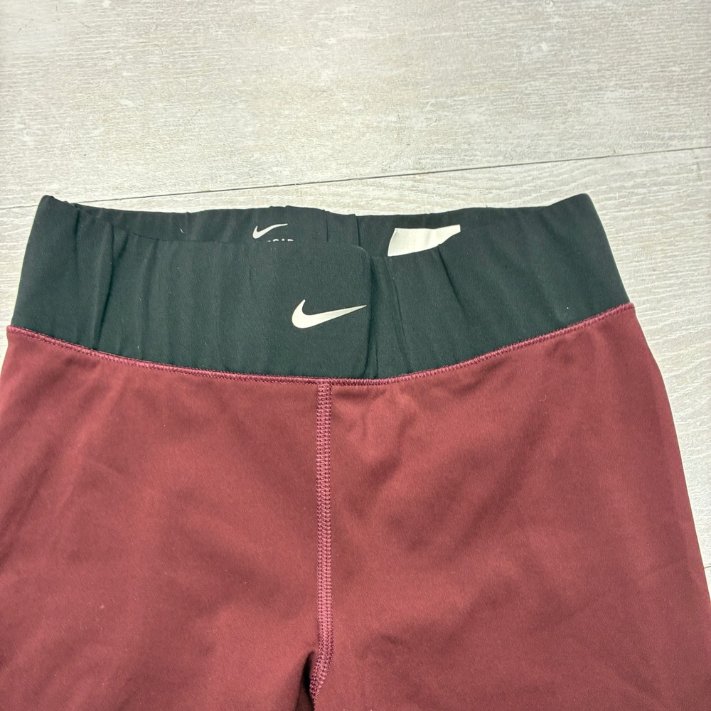 Nike AeroAdapt Training Tights Womens M Burgundy Black Moto Ribbed CJ3593-681